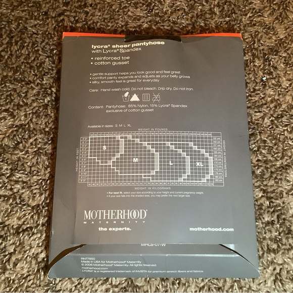 Motherhood maternity lycra sheer pantyhose, color black, size: M - Picture 5 of 12